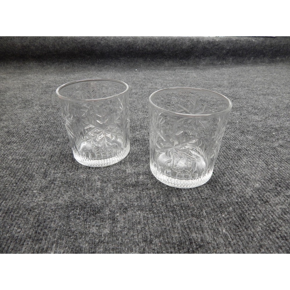 SIA Snowflake Embossed Rocks Glass Set of 2 Clear Winter Holiday Barware